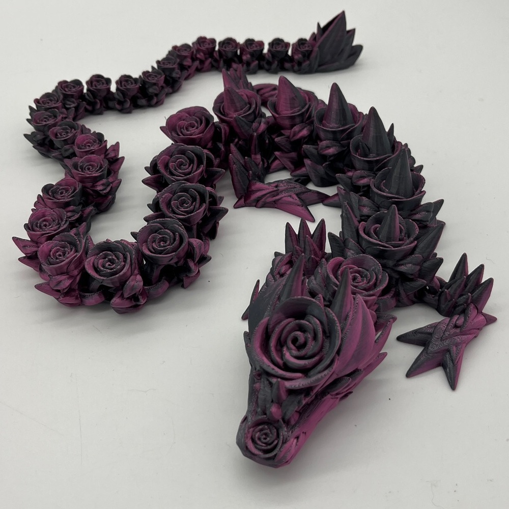 Rose Dragon 29” 3D-Printed Fidget Toy Fun Collectible Stress Re…